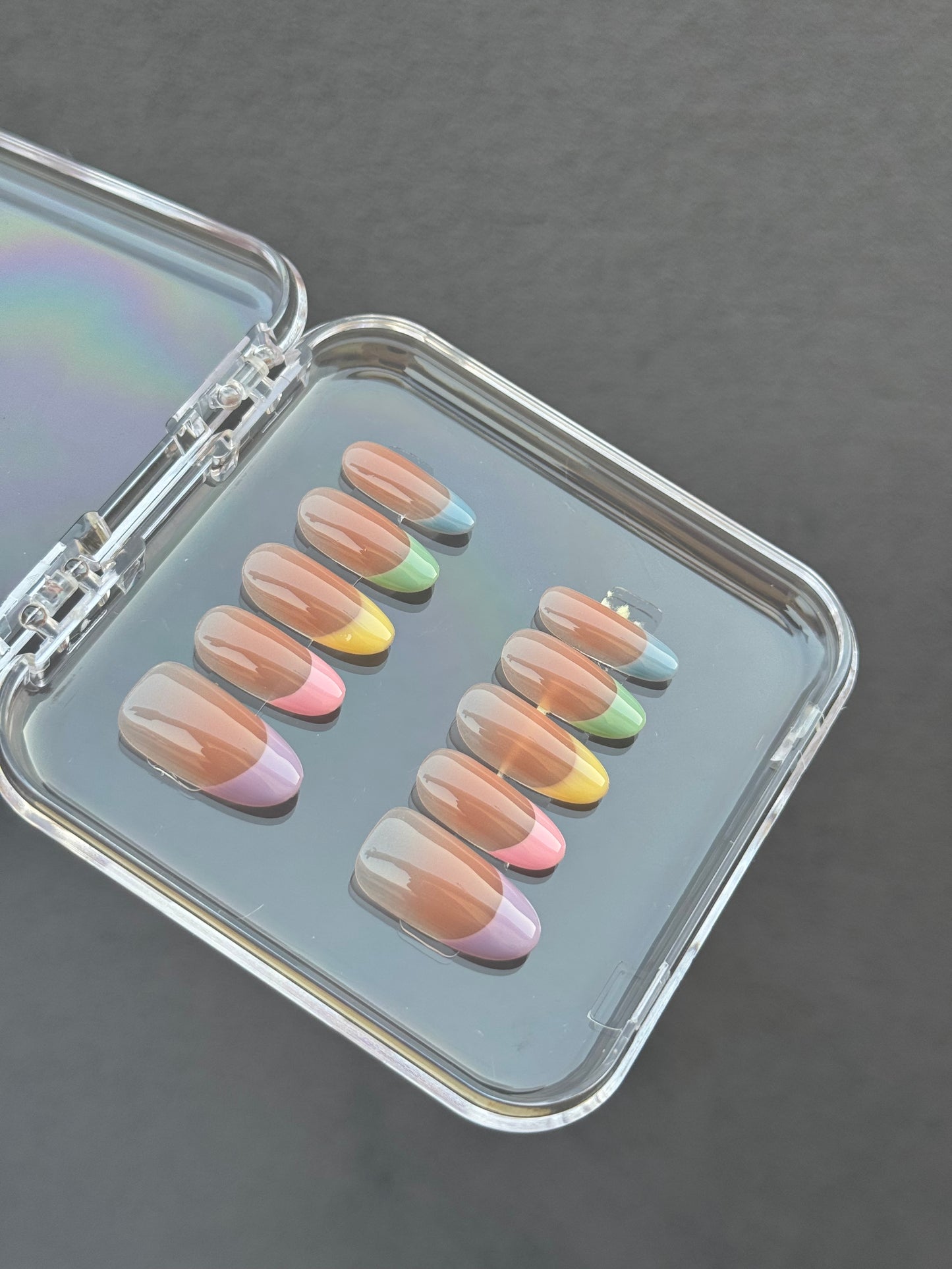 N107 French Multicolor Nails Set