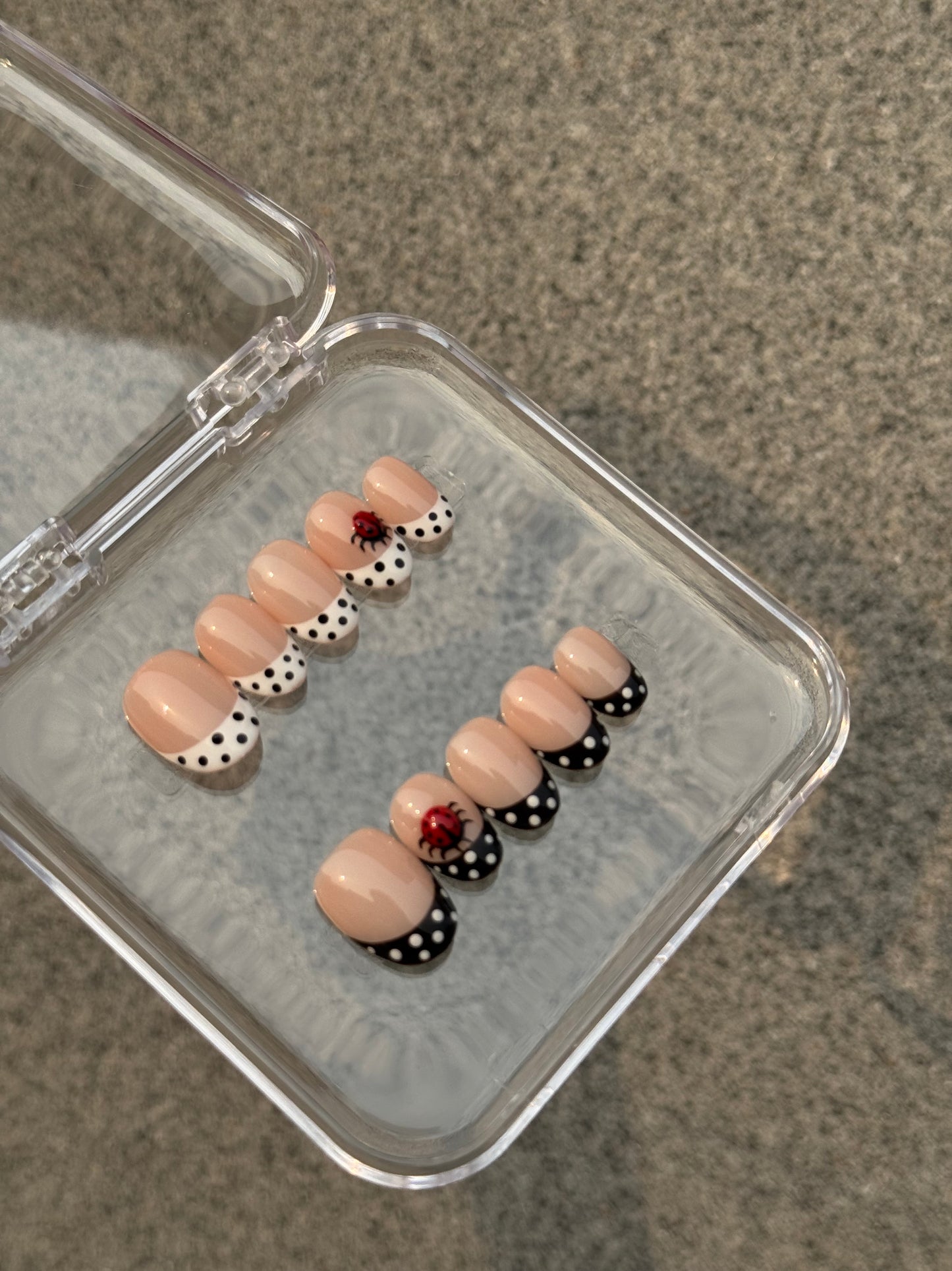 N112 BW Ladybug Nails Set