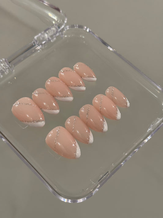 N329 Slanted Glittery Nails