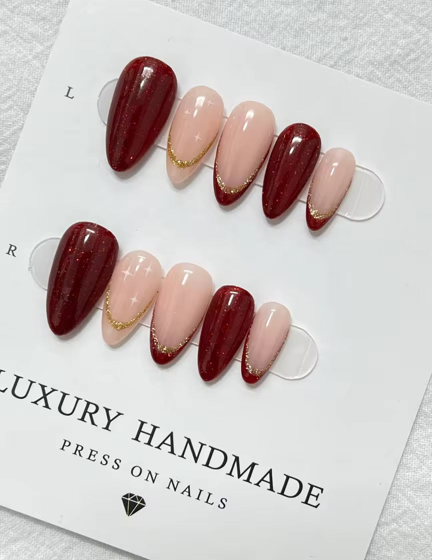 N10 Ruby Gold Nails Set