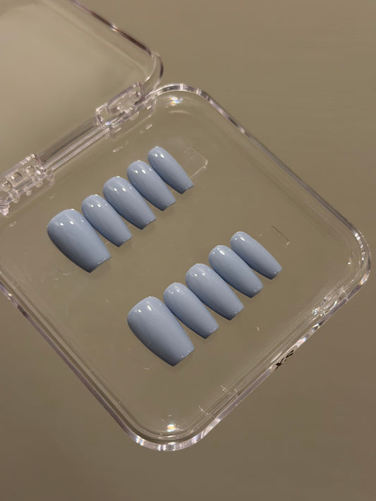 N394 Powder Blue Coffin Nails