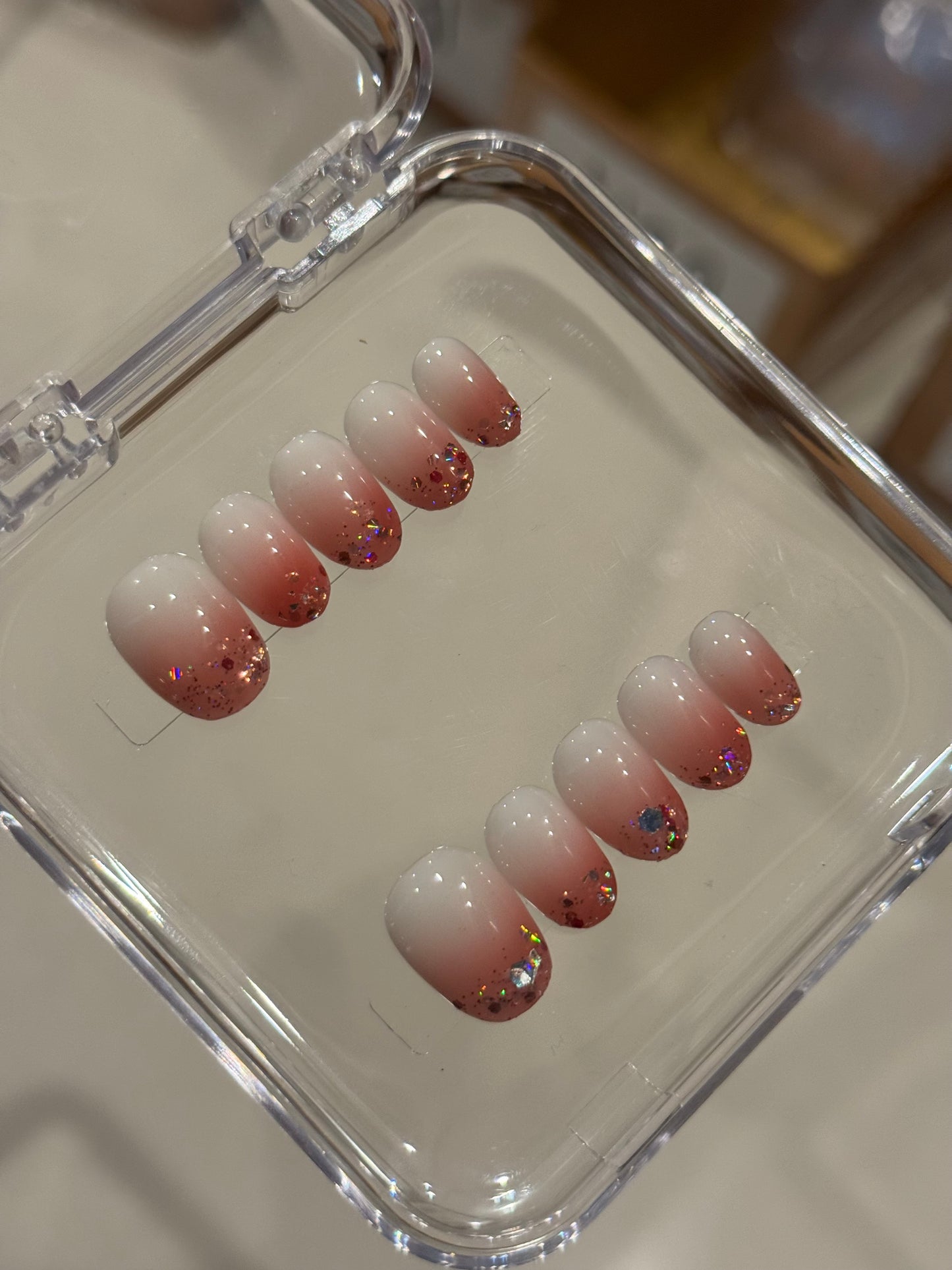 N215 Pink Short Nails