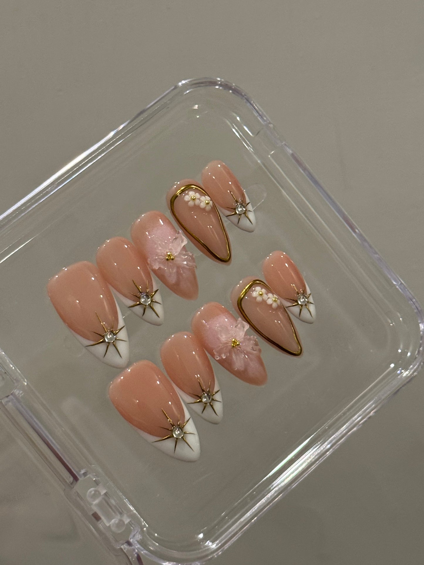 N26 Gold French Sparkle Nails Set