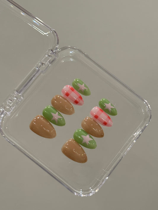 N181 chic Plaid Nails Set