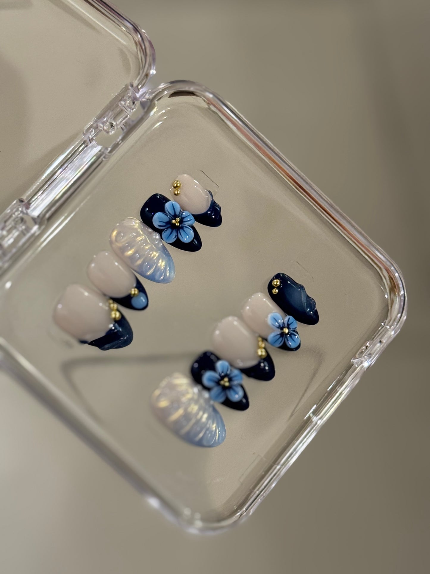 N126 Blue 3D Nails Set