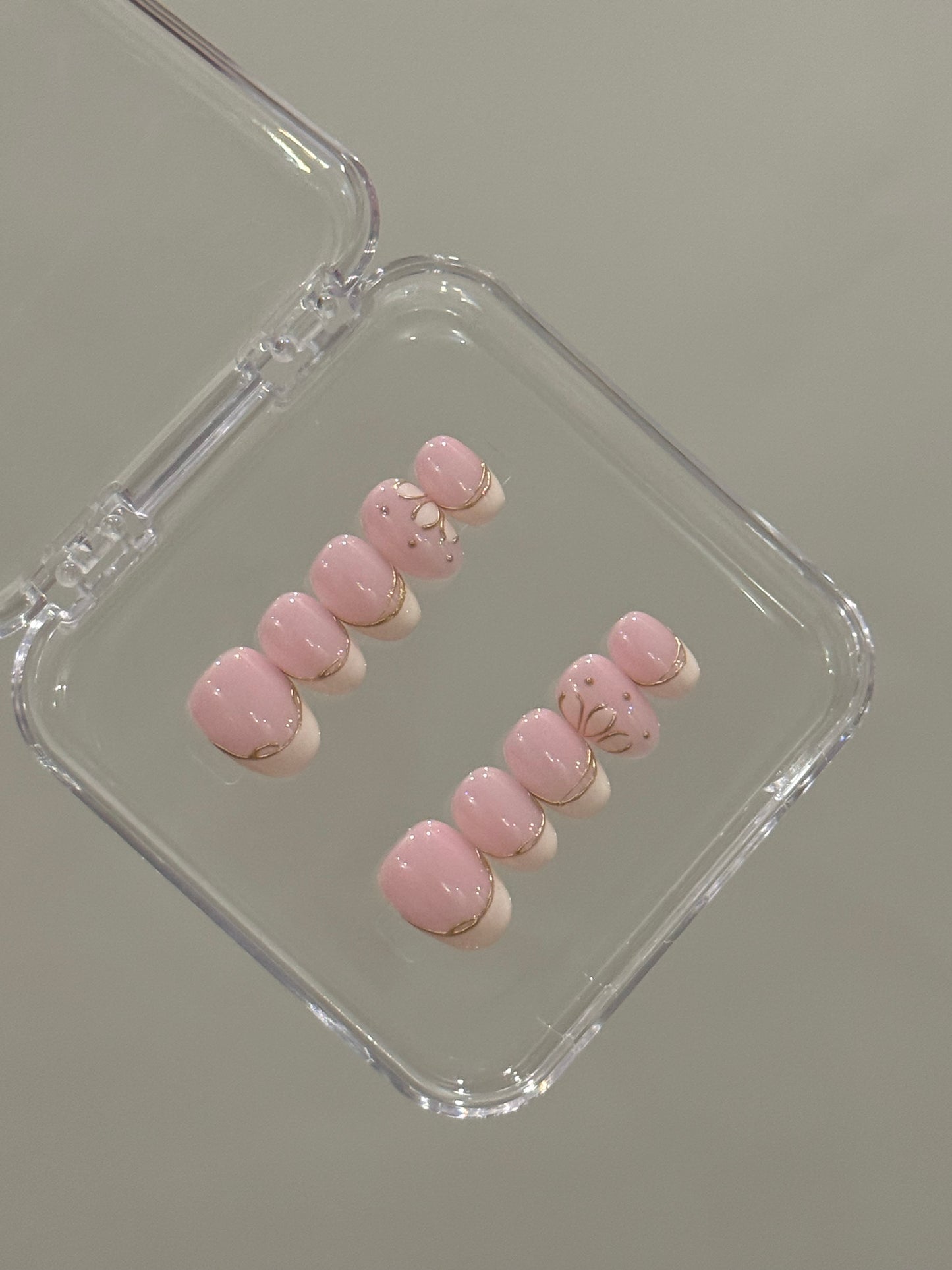 N186 Pink Base Nails Set