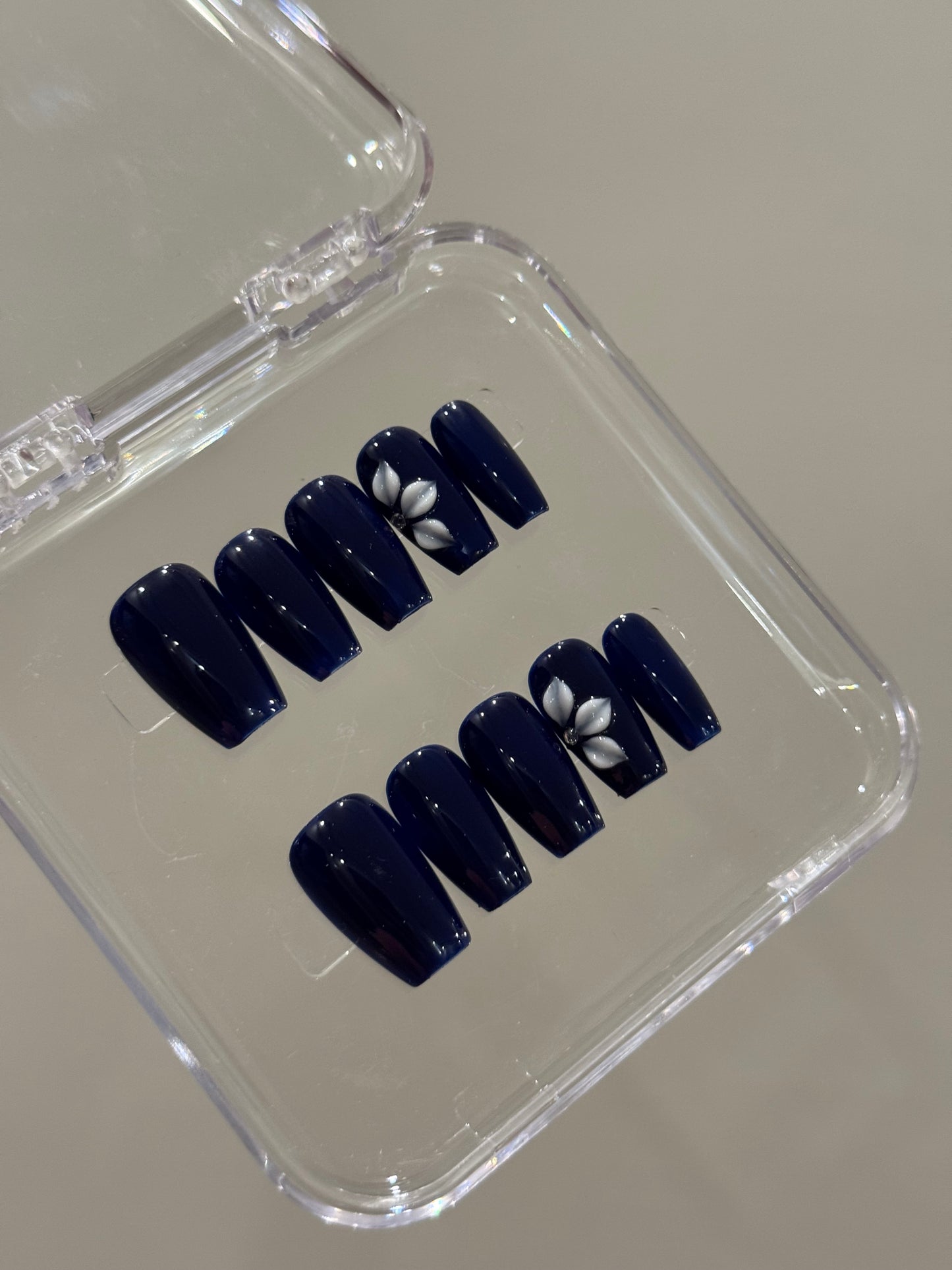 N295 Dark Blue Coffin Nails