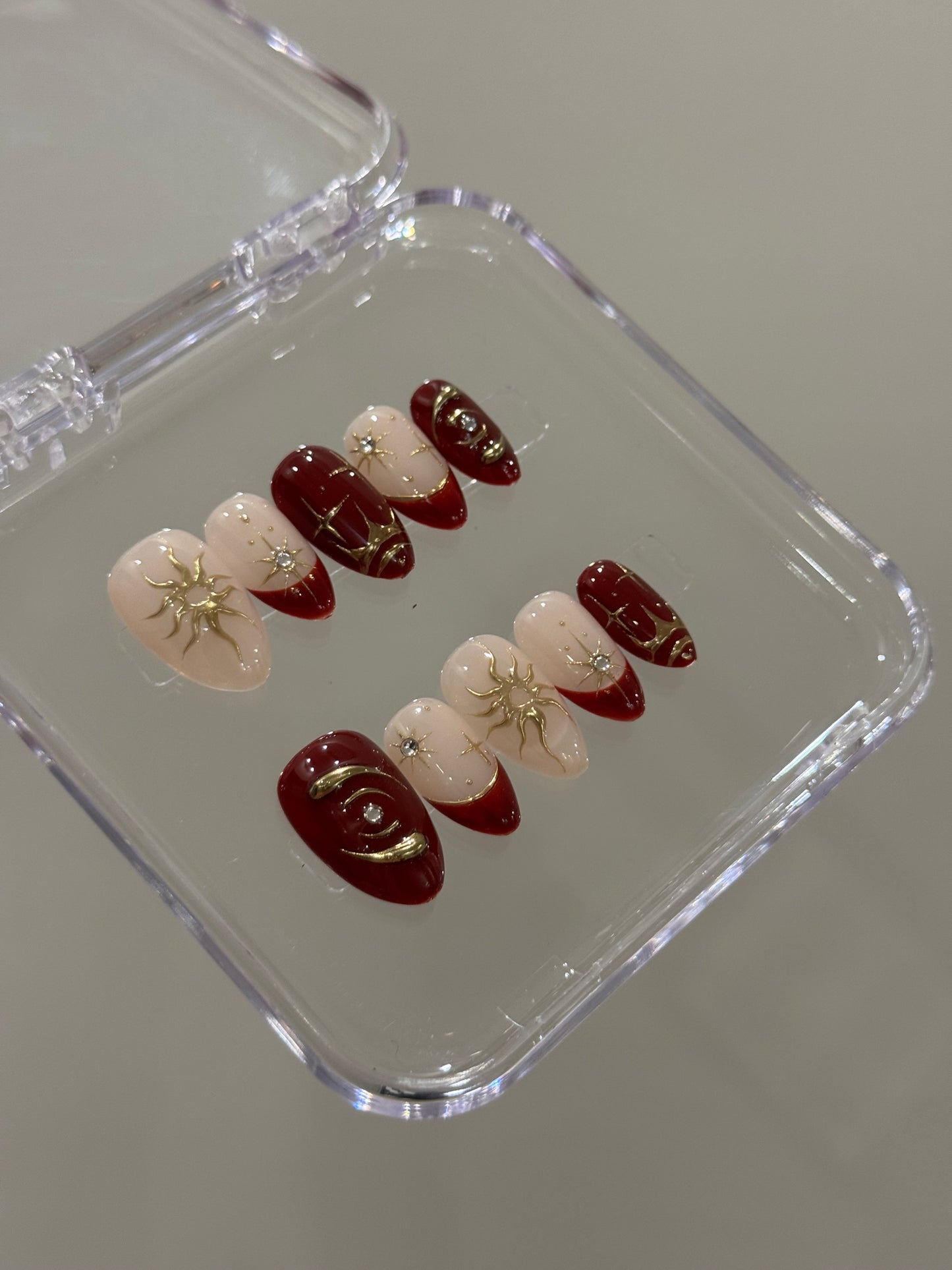 N284 Sunny Red French Nails