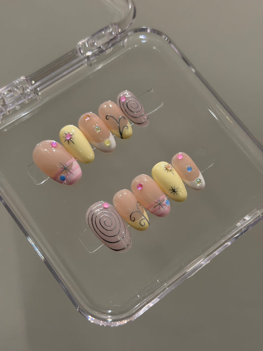 N425 Pastel Swirl Nails