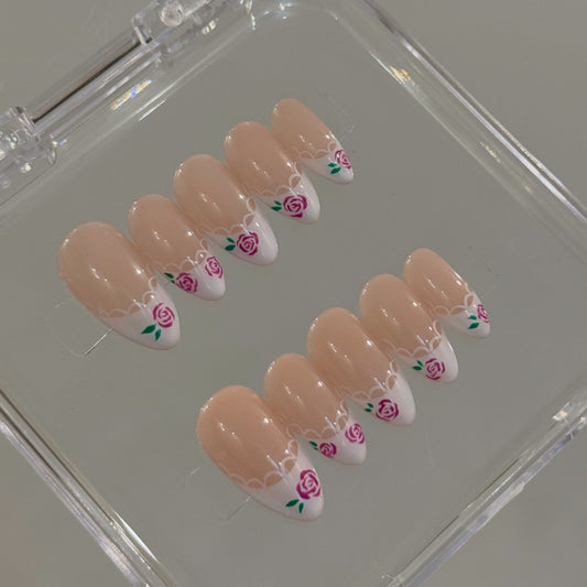 N337 Rose French Nails