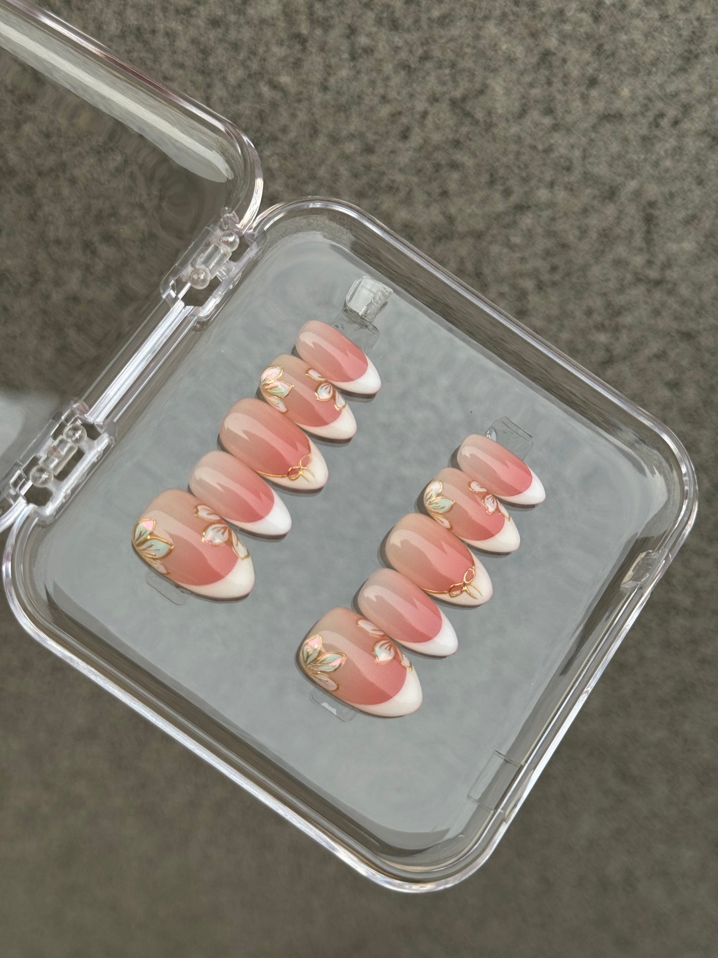 N115 Ombre Floral Nails Set