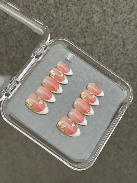 N115 Ombre Floral Nails Set