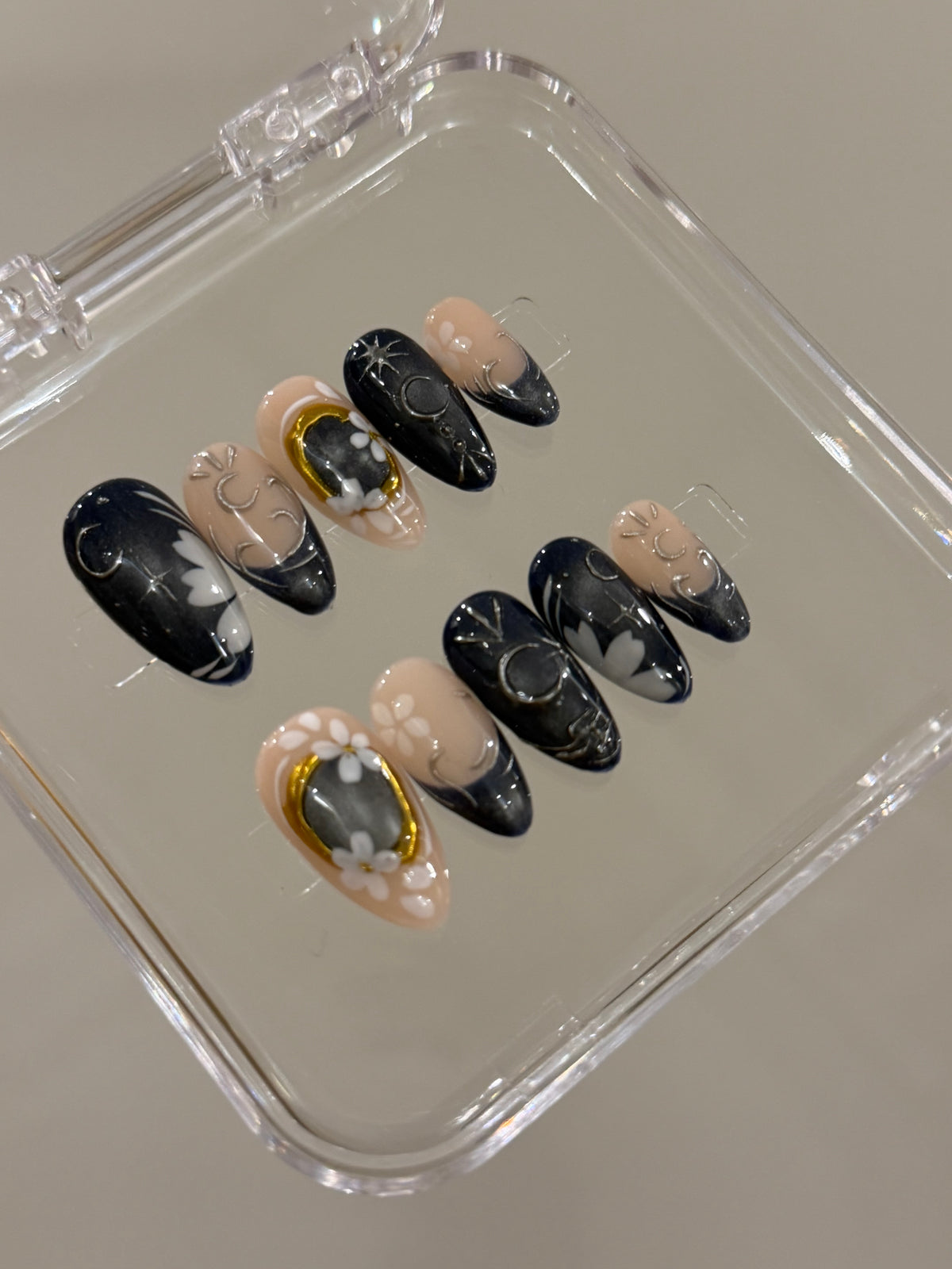 N365 Black Grey Almond Nails