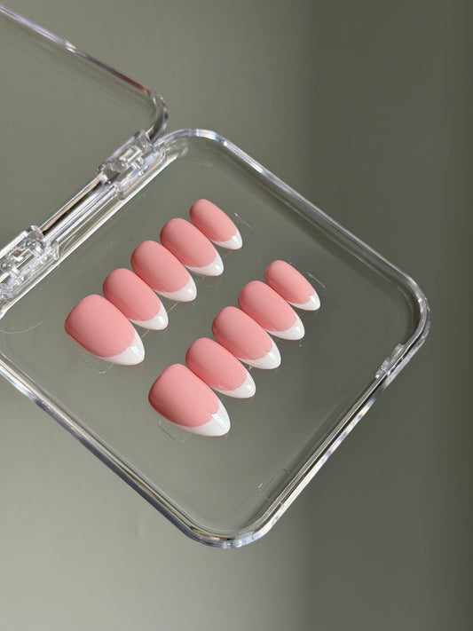 N356 Pink Base French Nails