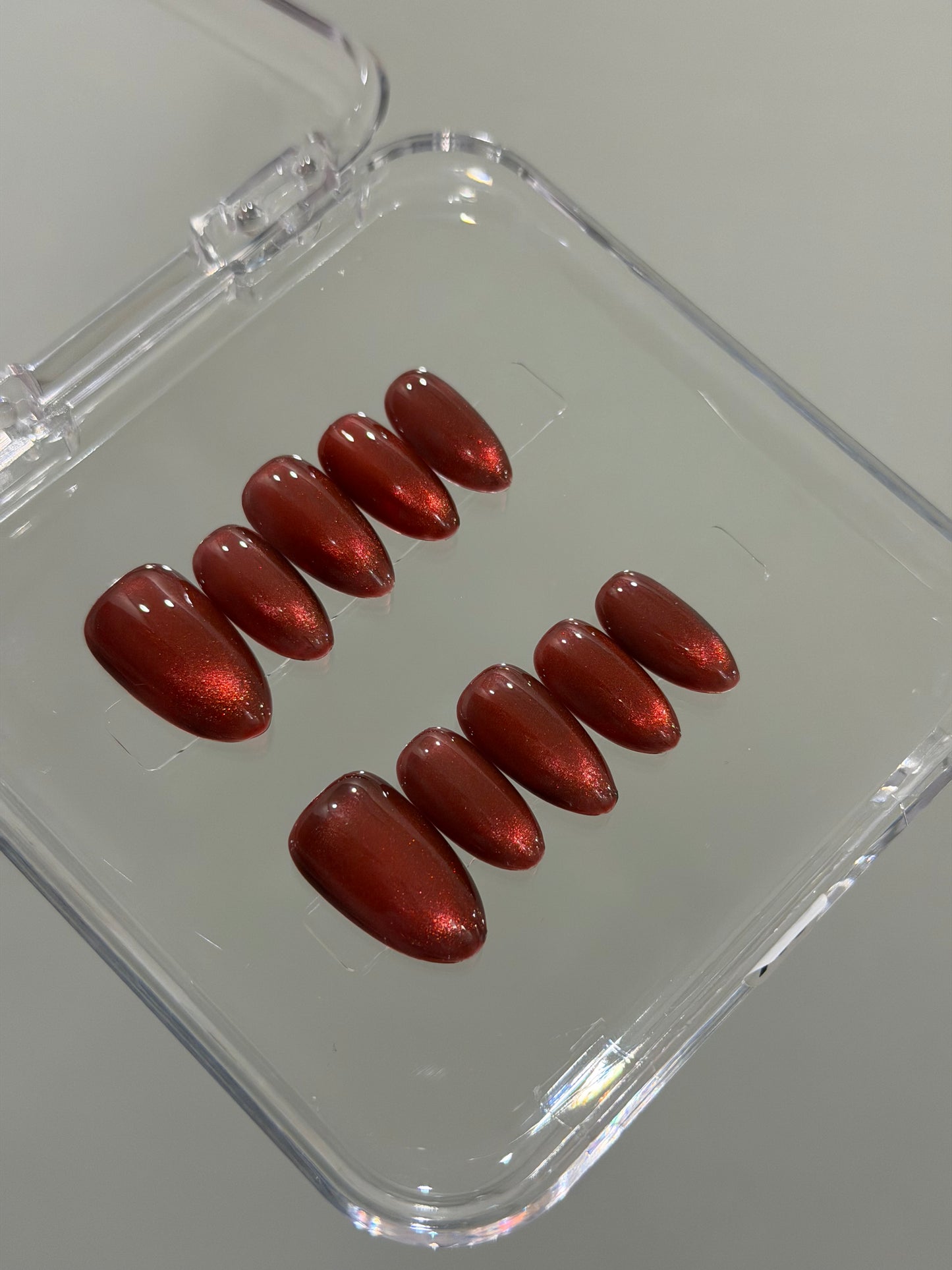 N419 Cherry Red Cateye Nails