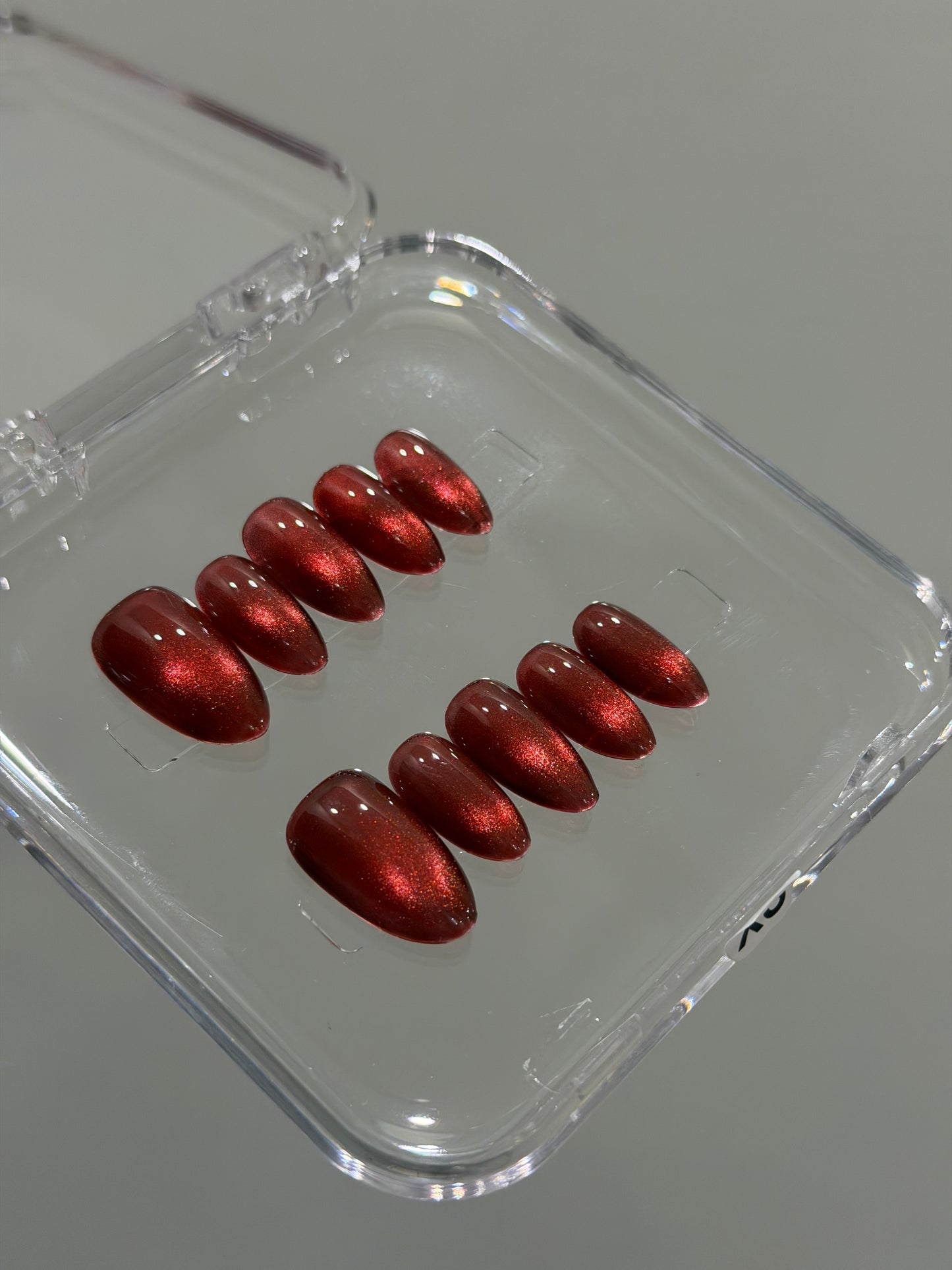N419 Cherry Red Cateye Nails