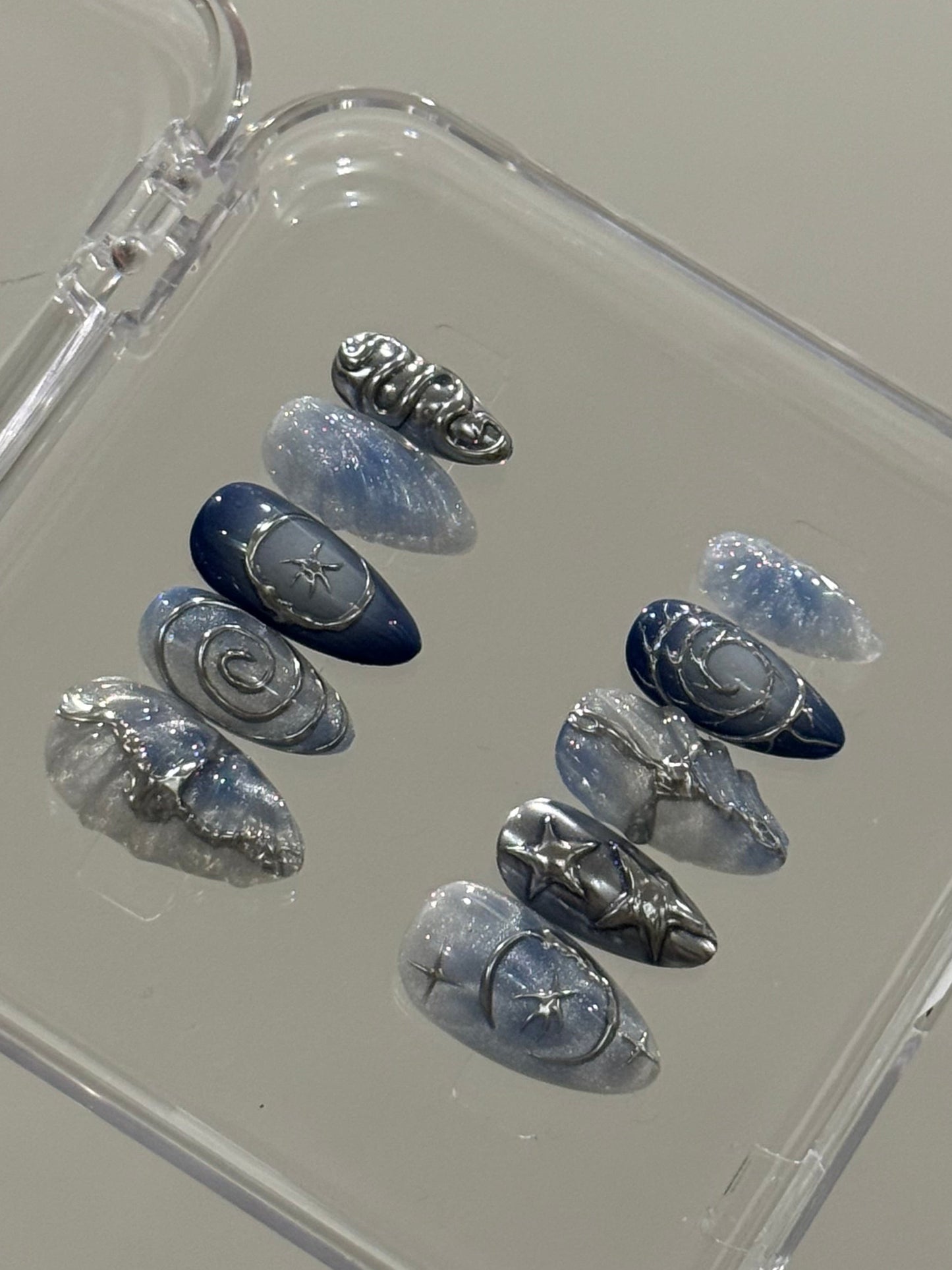 N166 Blue Galaxy Nails