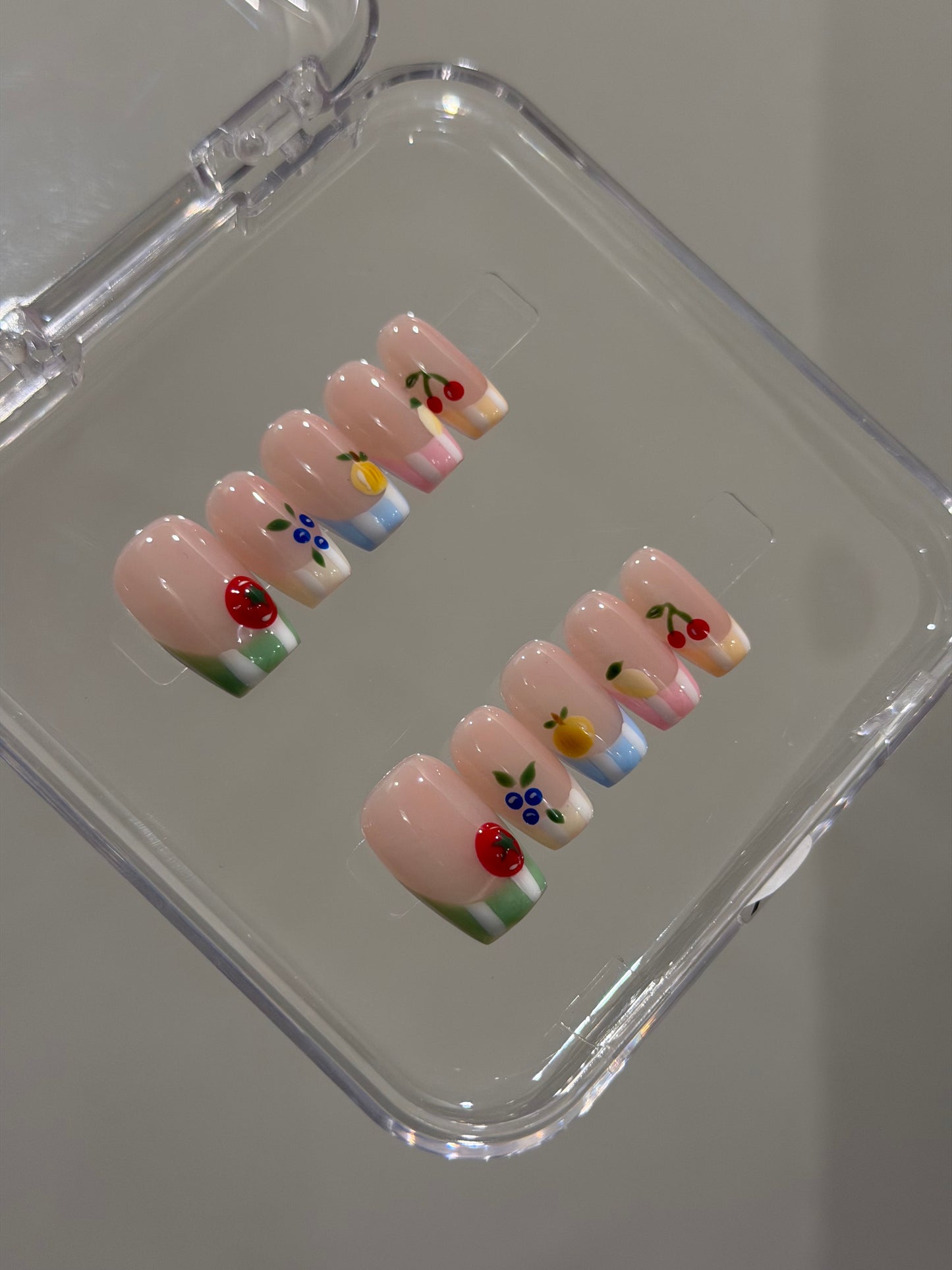 N424 Fruity Coffin Nails