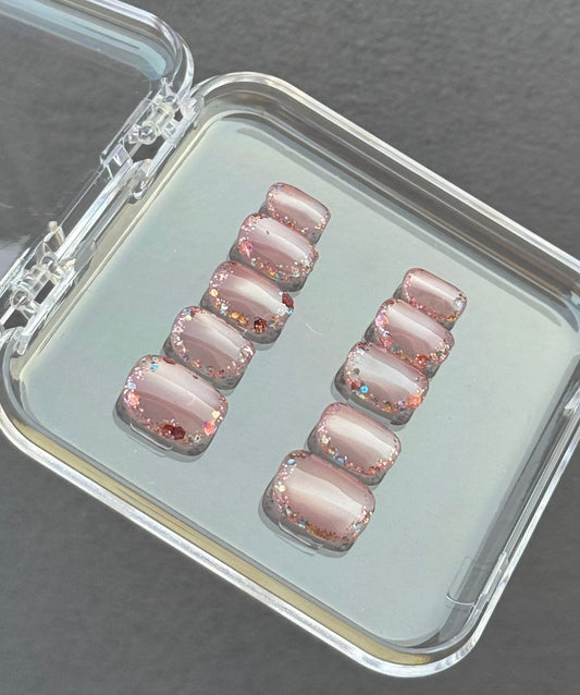 N110 Cateye Pink Nails Set