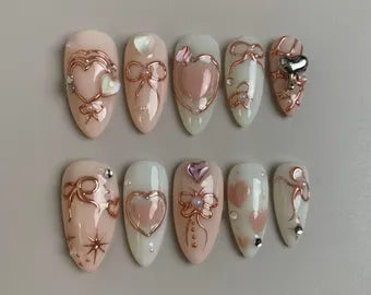 N36 Rose Gold Nails Set