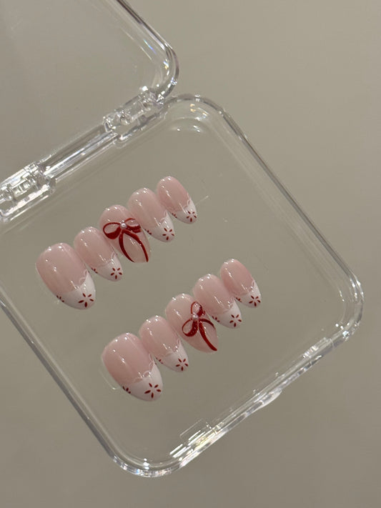 N193 Red Bow Nails Set