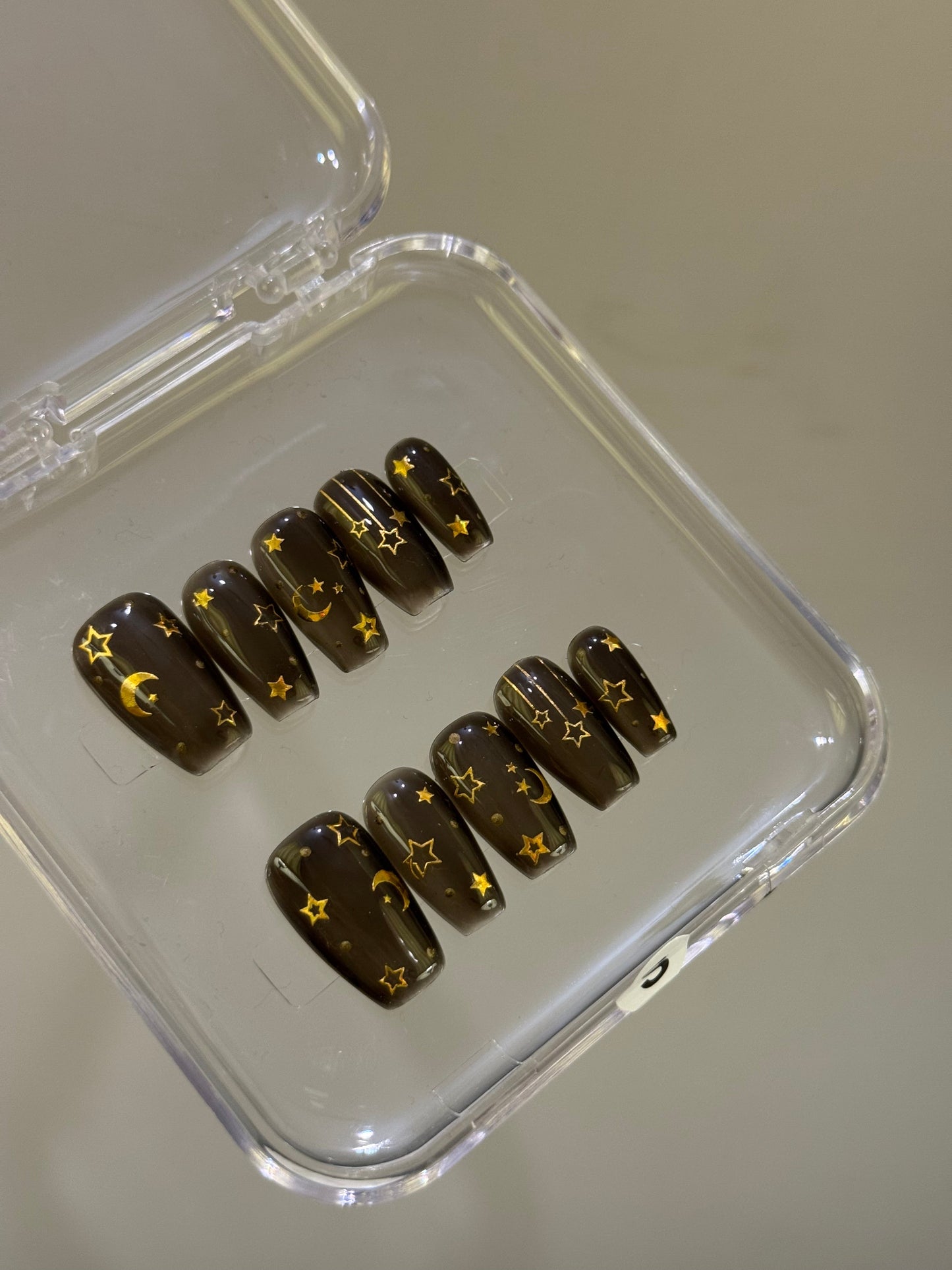 N68 Black Starry Nails Set