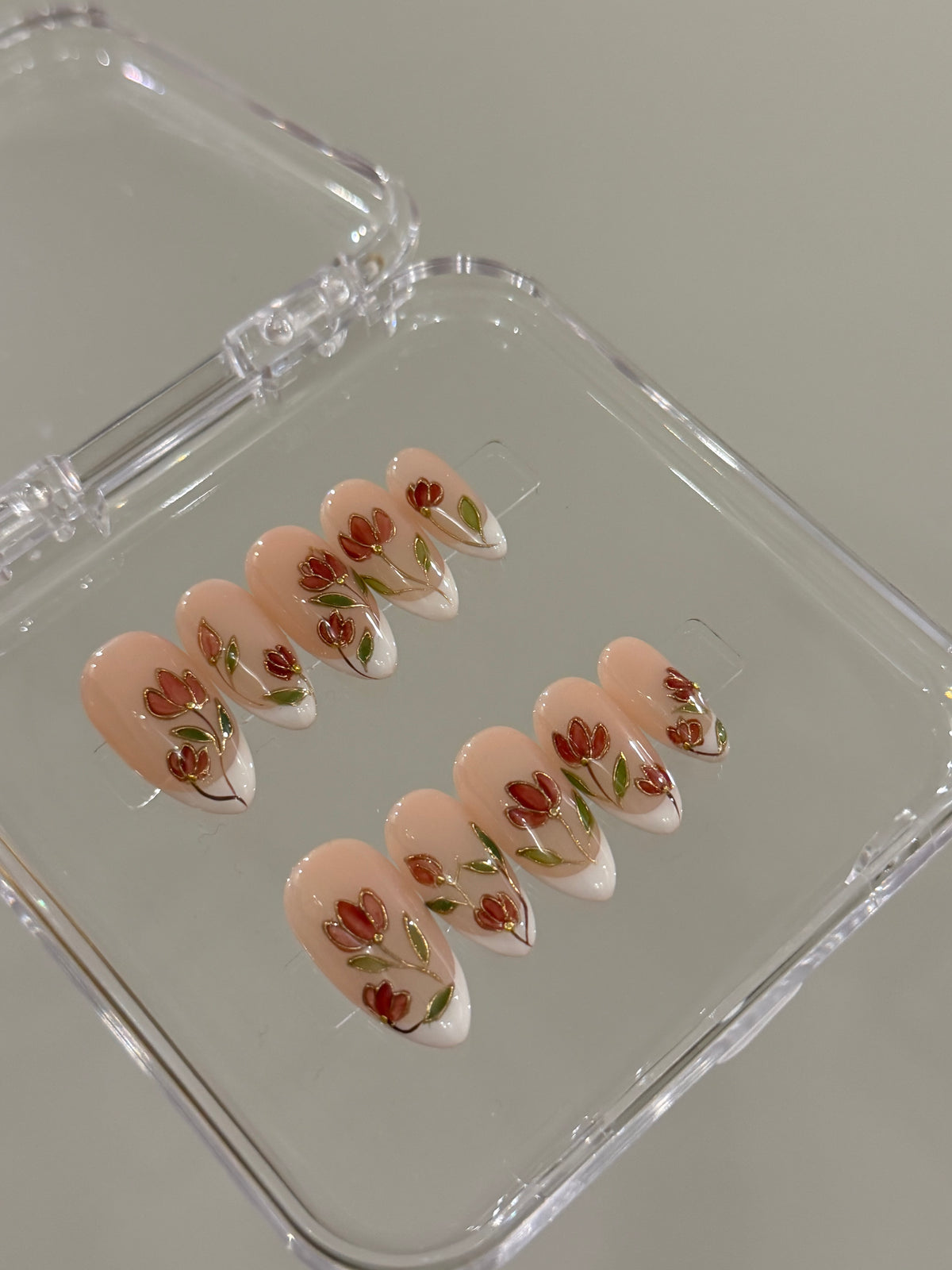 N361 Red Rose French Nails