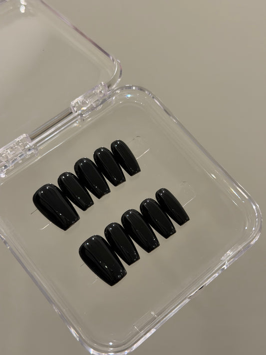 N434 Black Coffin Nails