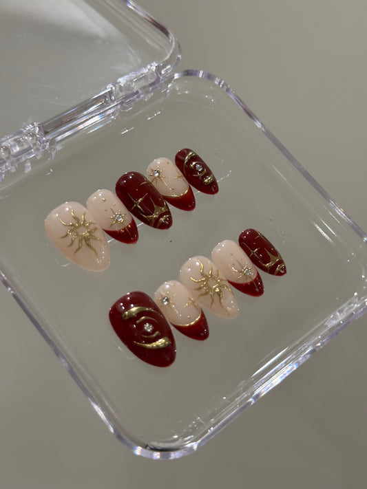 N284 Sunny Red French Nails