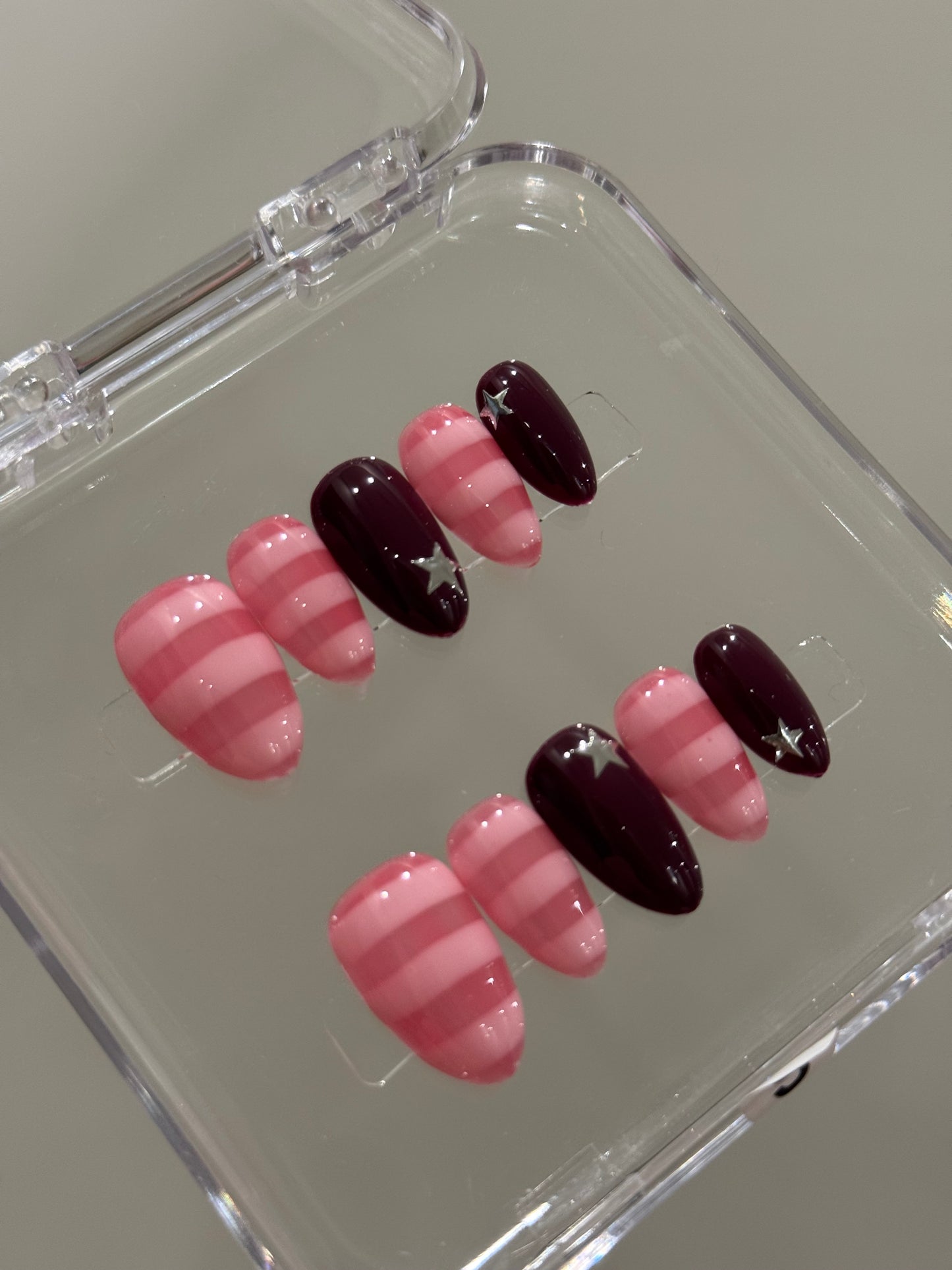 N287 Pink Linear Nails