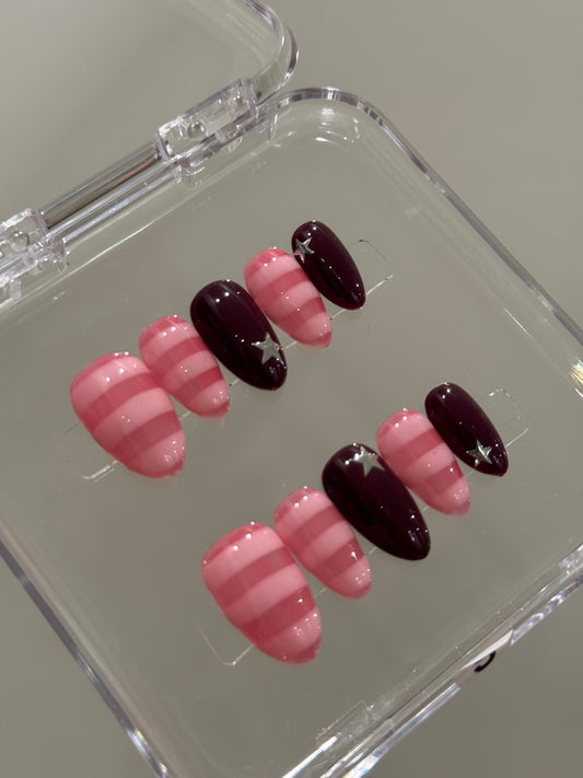 N287 Pink Linear Nails