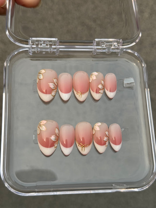 N115 Ombre Floral Nails Set