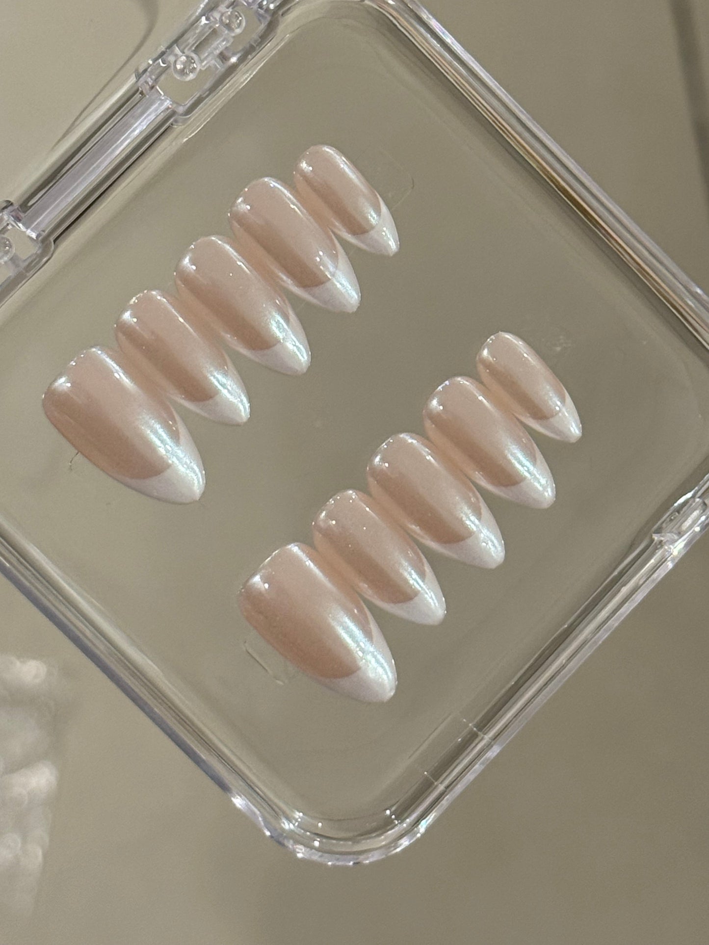 N145 Glossy French Nails Set