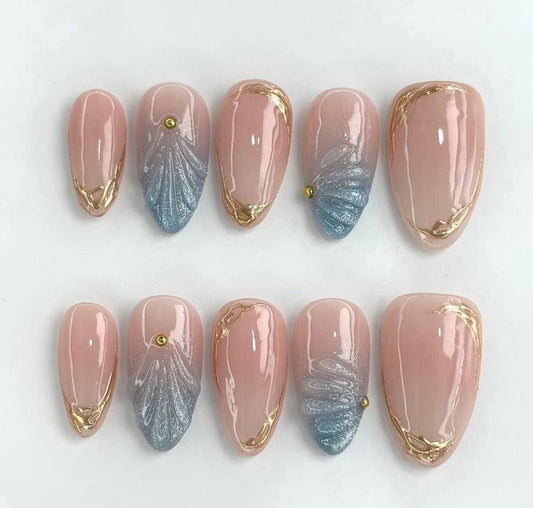 N33 Aqua Beachy Nails Set
