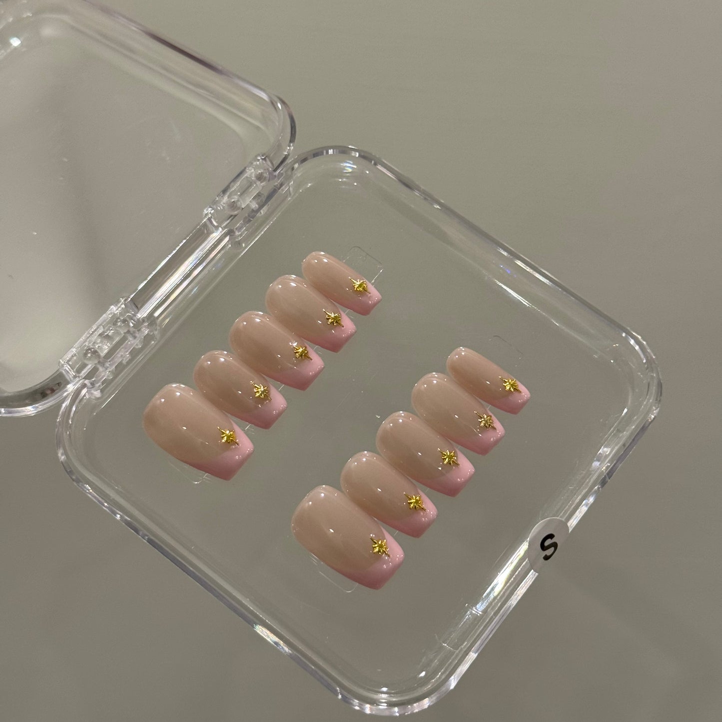 N336 Pink French Square Nails