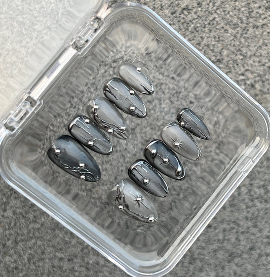 N96 Grey Black Nail Set