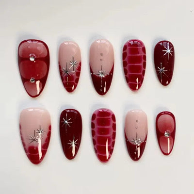 N164 Ruby Silver Nails