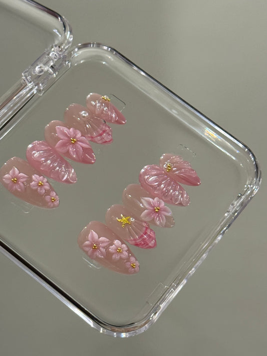 N155 Candy Pink Nails Set