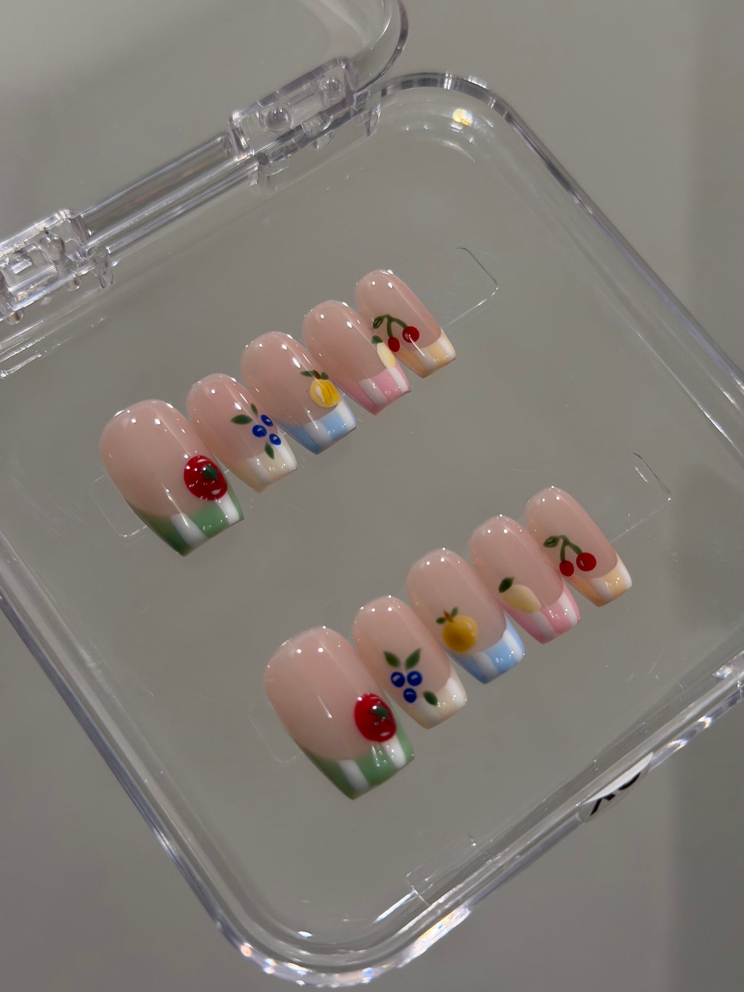 N424 Fruity Coffin Nails