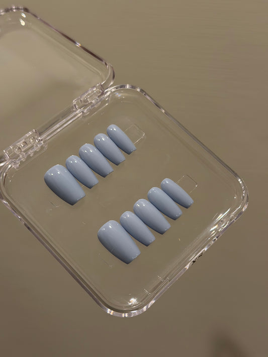 N394 Powder Blue Coffin Nails