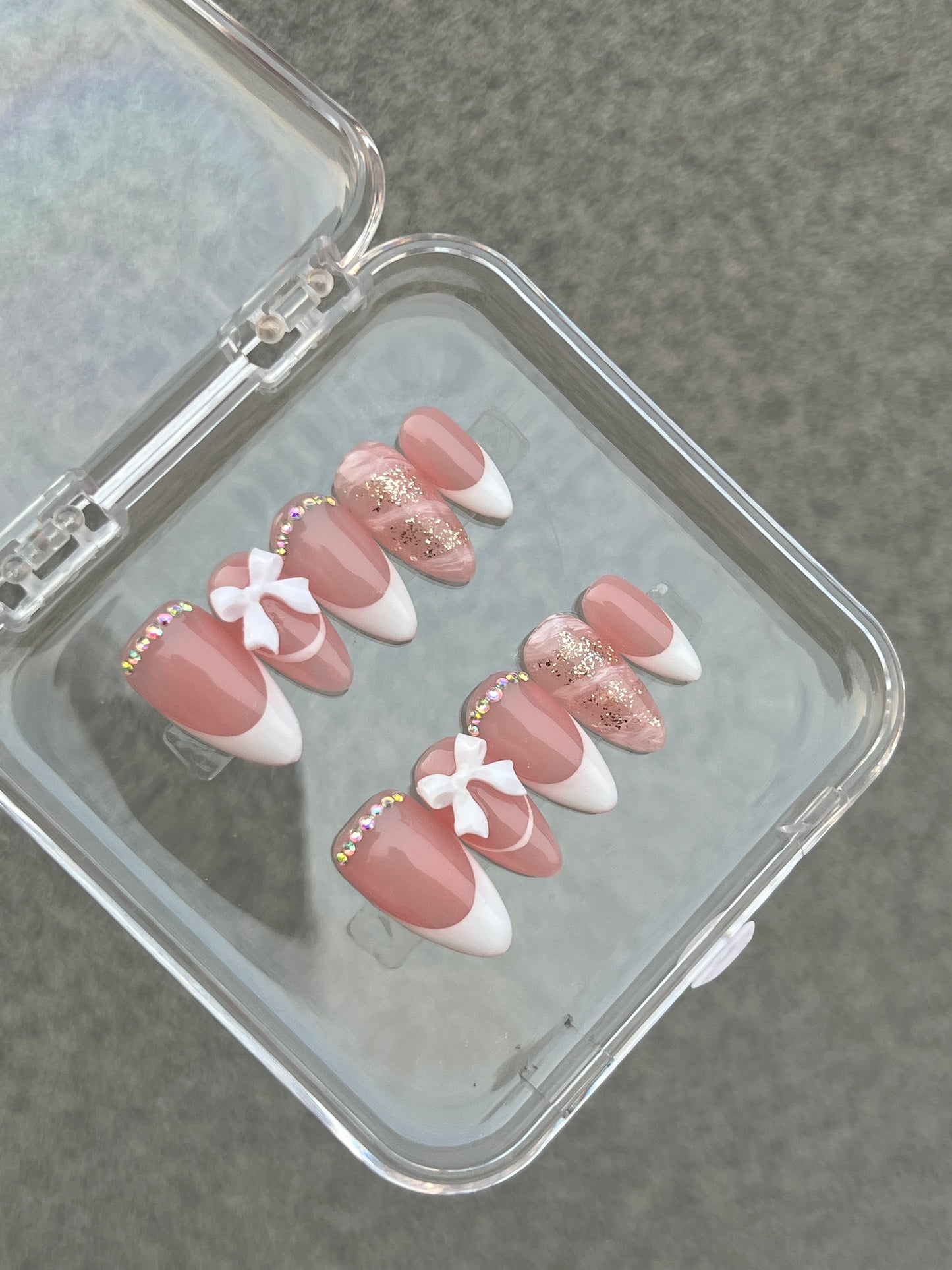 N35 Bow French Nails Set