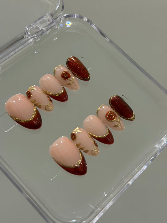N391 Maroon Rosalie Nails