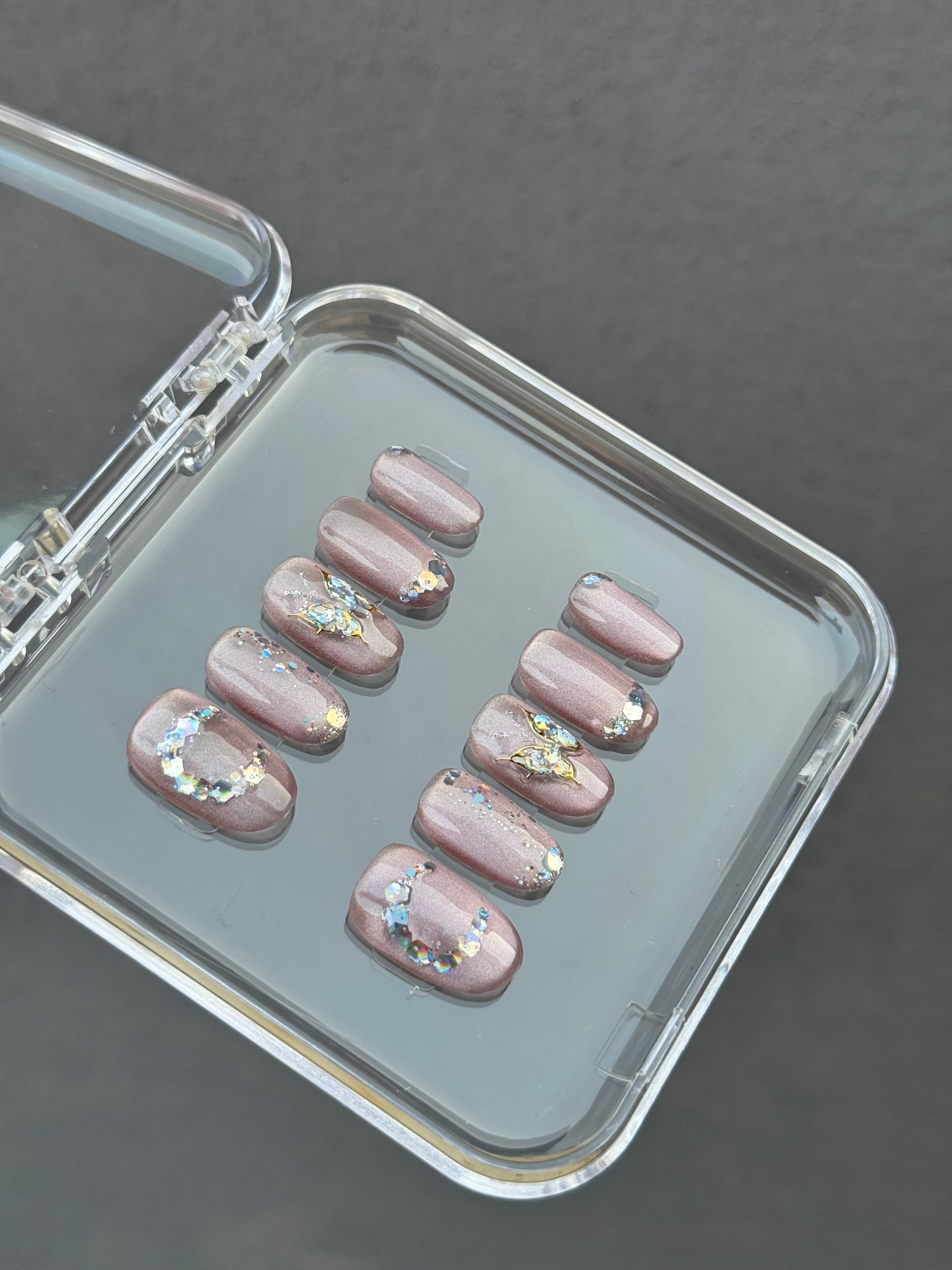 N109 Cateye Butterfly Nails Set – Honey Nails Lab