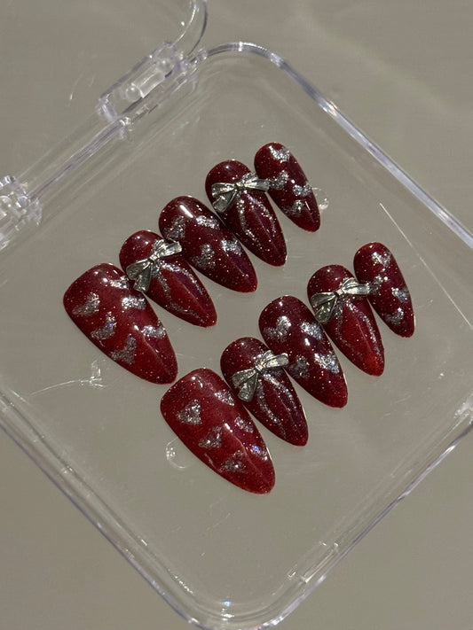 N15 Berry Stilletoe Nails Set