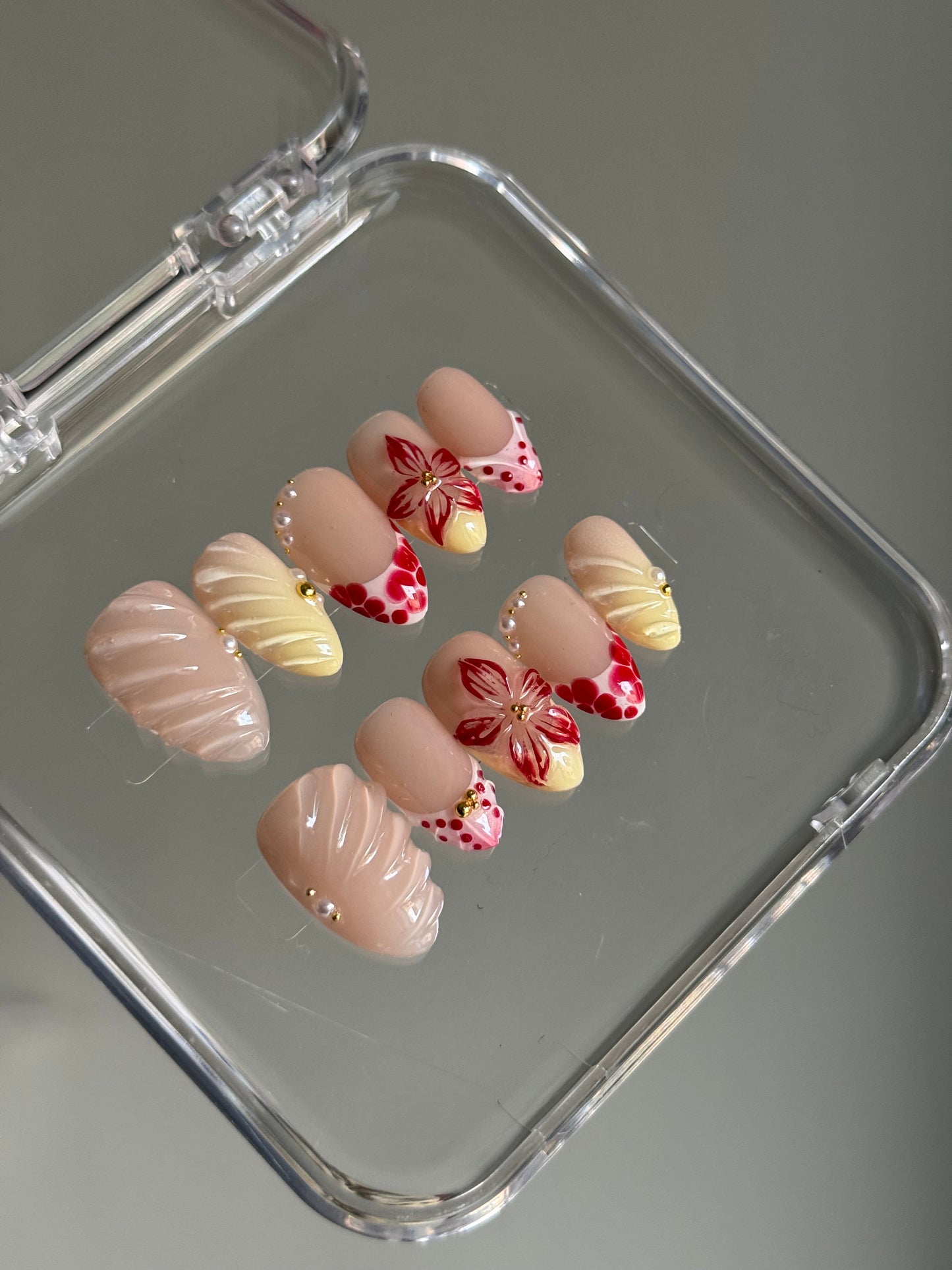 N242 Ivory Florals Nails