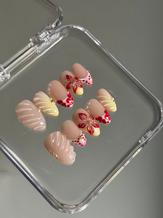 N242 Ivory Florals Nails