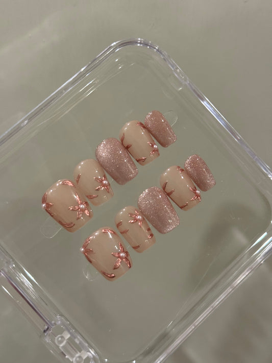 N23 Pink Vines Nails Set