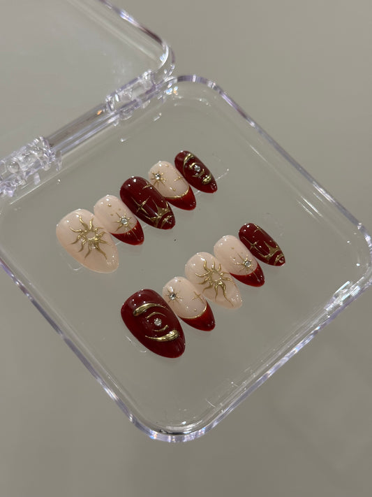 N284 Sunny Red French Nails