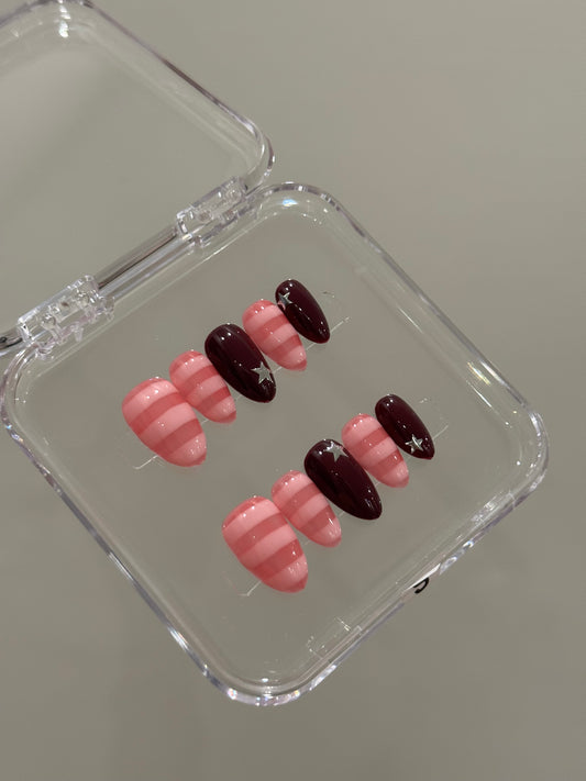 N287 Pink Linear Nails