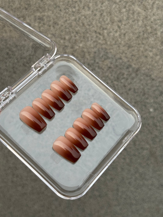 N117 Square Dark Ombre Nails Set